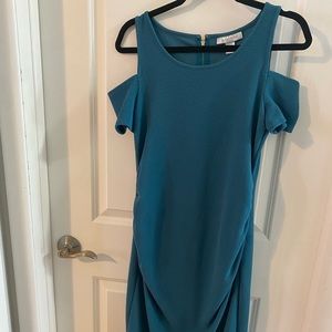 Blue Fitted Maternity Dress - Motherhood Maternity, M